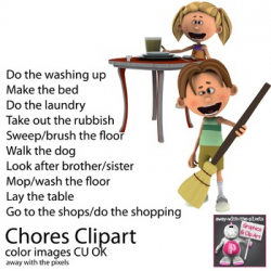 Chores Clipart - Household Task Clip Art (adverbs of frequency) | TpT