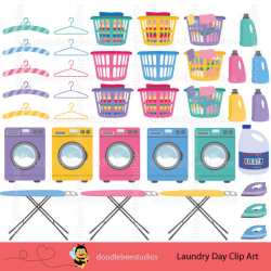 Laundry Day Clipart, Laundry Clip Art, Washing Machine Clipart, Iron ...