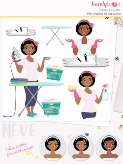 Laundry woman character clipart housework chores woman