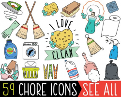 Chore Clipart JUMBO Bundle cleaning clipart printable chore