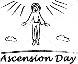 Brushstroke Rising Jesus with Ascension Day Script | Ascension Word Art