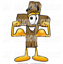Religion Clip Art of a Wooden Christian Cross Mascot Cartoon ...