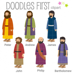 6 of the 12 Disciples Digital Clip Art for Scrapbooking Card