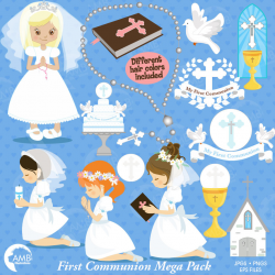 First Communion Clipart, Christian Clipart, Bible, Rosary ...