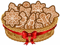 Christmas Basket with Gingerbread Cookies PNG Clip Art Image ...