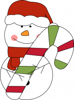 Christmas Snowman with Candy Cane Clip Art - Christmas Snowman with ...