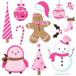 A Pink Christmas Cute Christmas Digital Clipart Pink