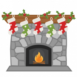 Christmas Fireplace with Stockings SVG scrapbook cut file cute ...