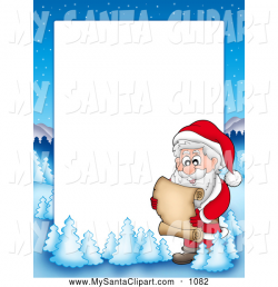 Christmas Clip Art of a Frame Border of Santa Reading a List with a ...