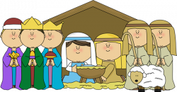 Nativity Scene with Shepherds and Wisemen Clip Art - Nativity Scene ...