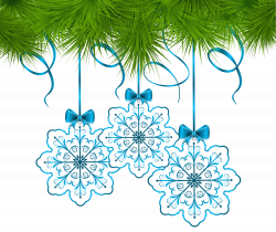 Christmas Pine Decor with Snowflakes Ornaments PNG Clip Art Image ...