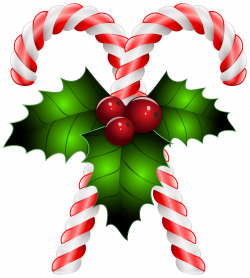 Candy Canes with Holly Transparent PNG Clip Art Image | Gallery ...