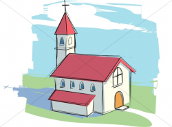Country Church with Rural Landscape | Church Clipart