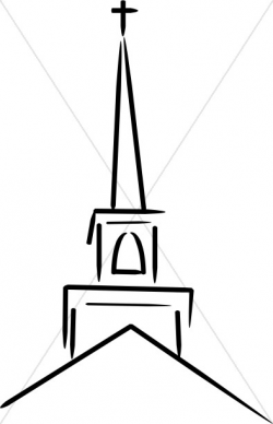 Church Steeple Topped with Cross | Church Clipart