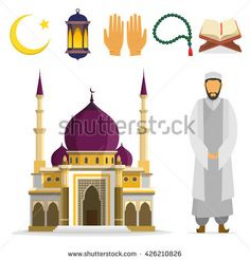 Vector construction icons and religious symbols, Islam, Vector ...