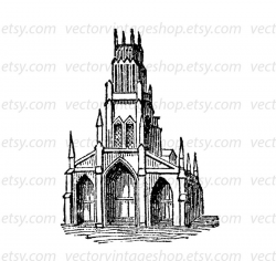 Church Clipart, Vector Graphic Commercial Use Medieval Abbey ...