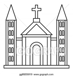Stock Illustration - Catholic church building icon, outline style ...