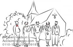 Clipart Image of Simple Line Drawing of a Group of People Standing ...