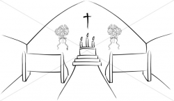 Simple Inside Church Scene | Sanctuary Clipart