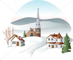 Winter Town Clipart | Church Clipart