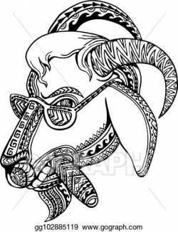 Vector Art - Goat cigar tribal tattoo style. Clipart Drawing ...