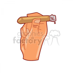 Lit cigar in a hand clipart. Royalty-free clipart # 153468