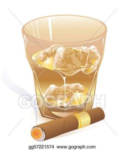 Vector Illustration - Glass of whiskey and cigar. Stock Clip ...