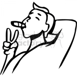 Black and white man smoking a cigar clipart. Royalty-free clipart # 159529