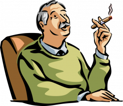 Senior Citizen Enjoys Good Smoke - Vector Image