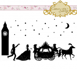 Silhouette Cinderella Clipart - Romantic Fairy Tale Clip art for  scrapbooking, wedding invitations, Instant Download Commercial Use