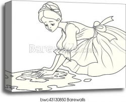 Sad Cinderella Wash the Floor canvas print