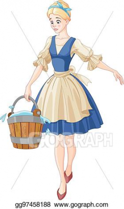 Vector Art - Cinderella holds a bucket. Clipart Drawing ...