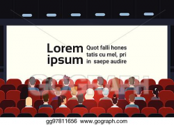 Vector Illustration - People sit cinema hall back rear view ...