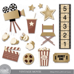 VINTAGE MOVIE Clip Art Digital Clipart, Instant Download ...