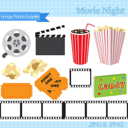 Movie Night digital clipart, theater clipart, at the movies ...