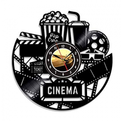 Home Theater Cinema and Popcorn Vinyl Record Wall Clock Movie Film Time  Clock Watch Room Wall Decor Wall Art Gift for Movie Lover Gift Idea for a  Best ...