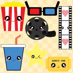 Cute Movie Theater Clipart - Movie Night Clip Art Popcorn ...