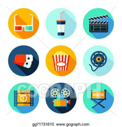 Vector Art - Set of flat cinema and movie icons. EPS clipart ...