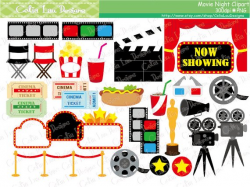 Movie night clipart / movie theater clip art / popcorn ...