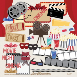 Cinema Clipart,Movie Clipart,Theatre Clipart,Film Clipart,Theme  Clipart,Personal & Commercial use,Vector,Instant download Illustration_CA47