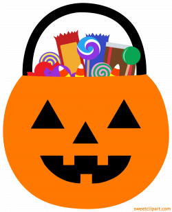 Halloween Pumpkin Pail With Candy - Sweet Clip Art