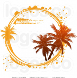 Royalty Free Circle with Palm Trees and Orange Grunge Marks ...