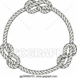 Vector Art - Rope circle - round rope frame with knots ...