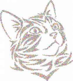 Clipart - Tribal Kitten Colorful Dots No Background