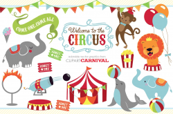 Cute baby circus animals clip art ~ Illustrations ~ Creative Market