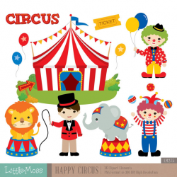Circus Digital Clipart, Circus Clipart, Carnival Clipart, Clown ...