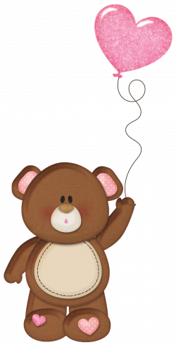 Brown Teddy with Pink Heart Balloon PNG Clipart | Clip Art (Teddy ...