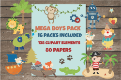 Boys meg bundle by poppymoondesign | Design Bundles