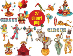 27x Vintage Circus Clipart Carnival clipart party birthday retro circus  Invitation, Instant Download