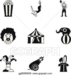 Vector Art - Circus chapiteau icons set, simple style ...